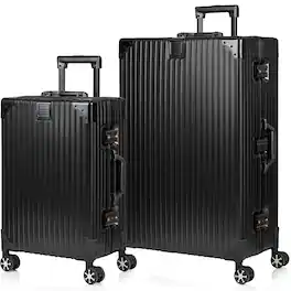 Champs - Elite Aluminum 2-Piece Luggage Set - Black