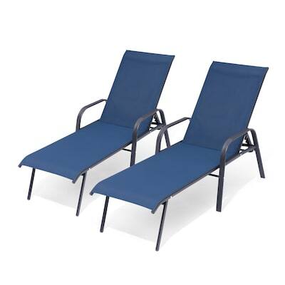 Crestlive Products - 2PCS Navy Blue Chaise Lounge Chair with Navy Blue Textilene Seat - Navy-2PCS