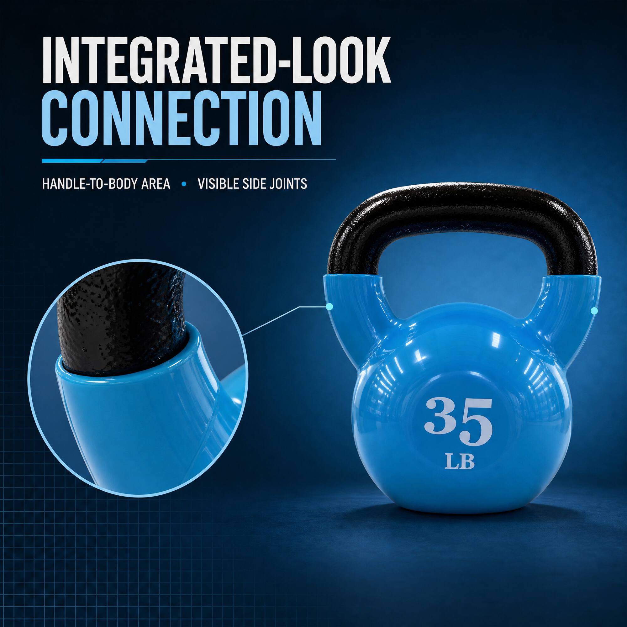 INTEGRATED-LOOK CONNECTION  
HANDLE-TO-BODY AREA • VISIBLE SIDE JOINTS  
35 LB