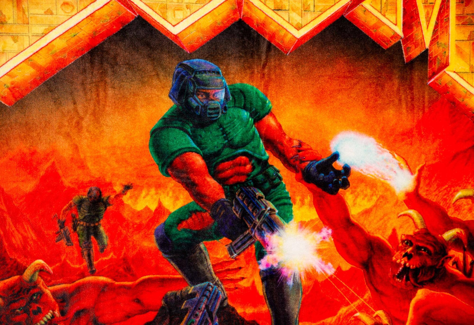 Alt View 2. Just Funky - DOOM Classic Fleece Throw Blanket | Cozy Lightweight Blanket | 45 x 60 Inches - Red.