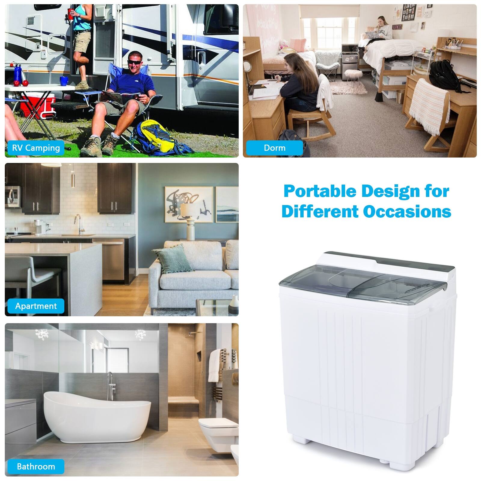 tHEn DR W F Portable Design for Different Occasions RV Camping Dorm Apartment Bathroom