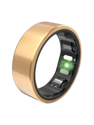 Front. QALO - QRNT Slim Smart Ring Size 7 - Gold.