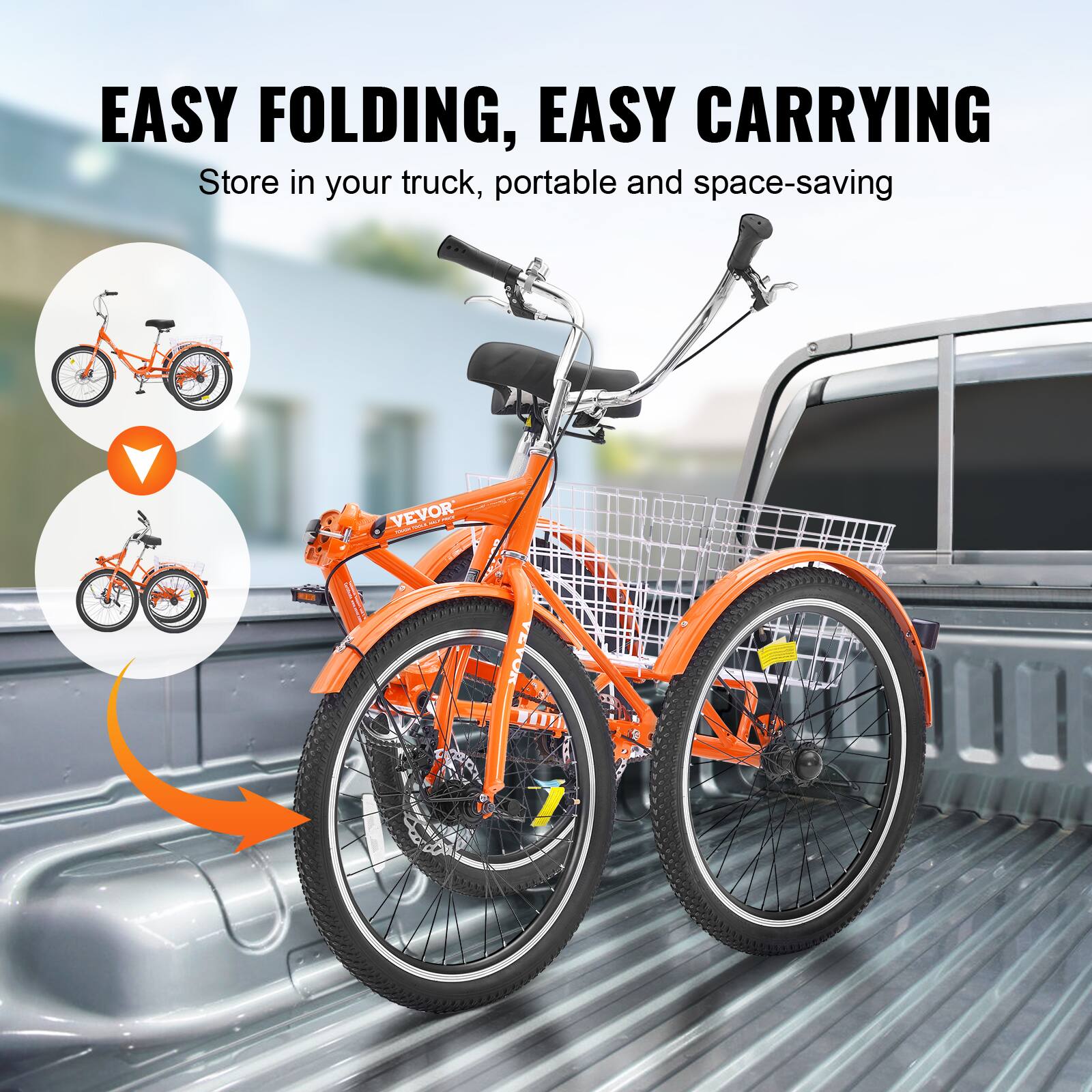 EASY FOLDING, EASY CARRYING
Store in your truck, portable and space-saving
VEVOR