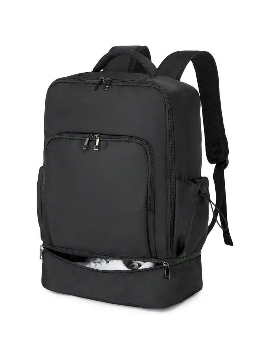 Front. Live At Space - Gym Backpack Men, Lightweight Sports Back pack With Shoe Compartment, Waterproof Bag Workout Trainning Rucksack Casual - Black + Classic.