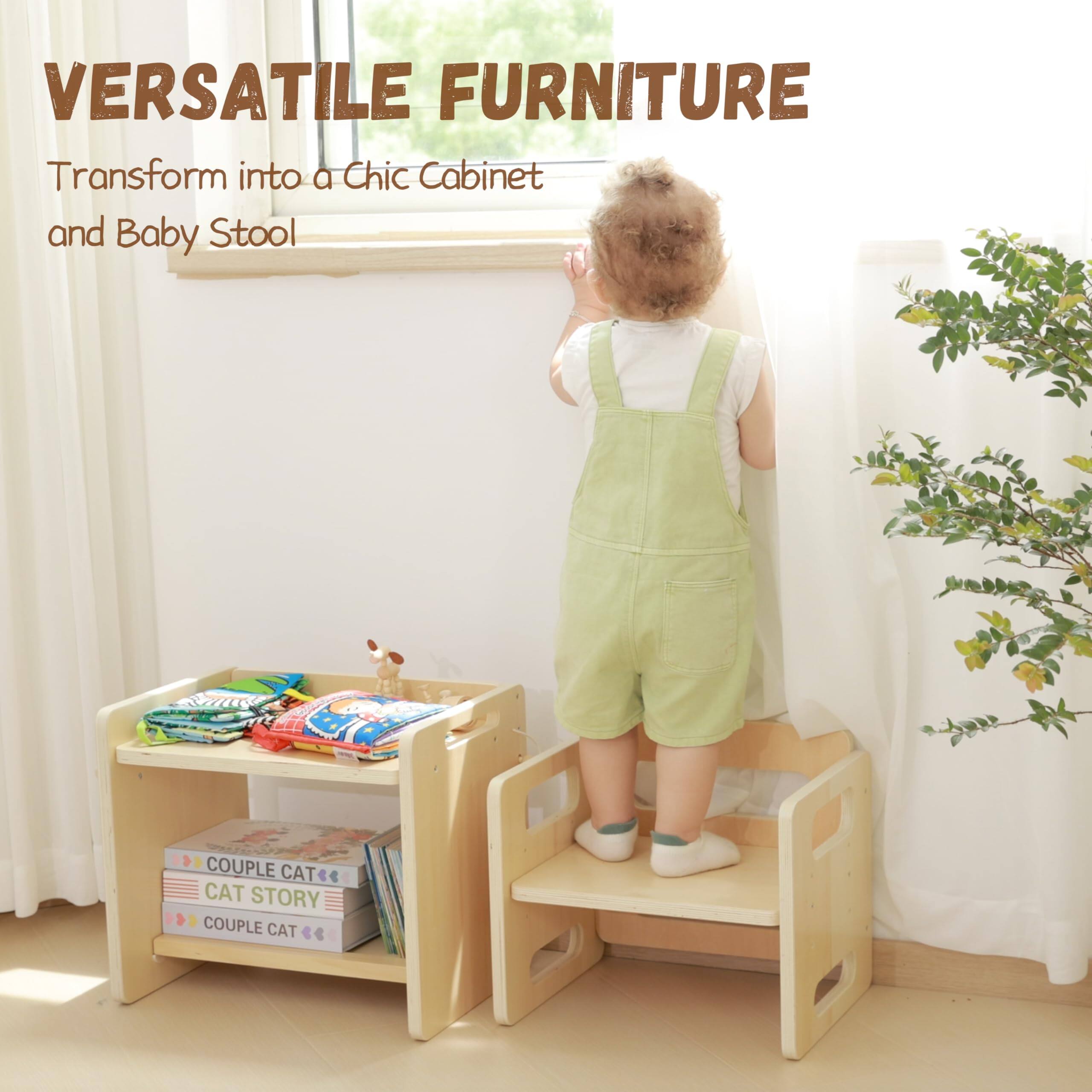 VERSATILE FURNITURE  
Transform into a Chic Cabinet and Baby Stool  

COUPLE CAT  
CAT STORY  
COUPLE CAT