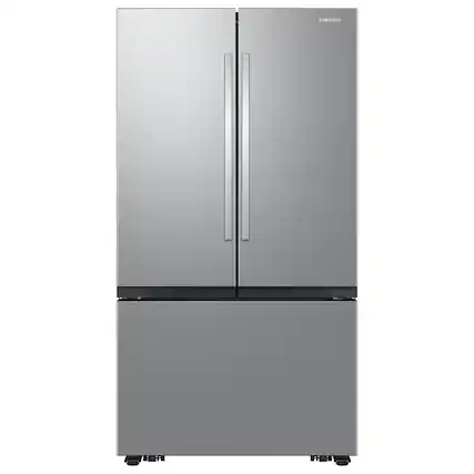 Front. Samsung - Bespoke AI 32 cu. ft. Mega Capacity 3-Door French Door Refrigerator with Auto Ice Maker - Stainless Steel.