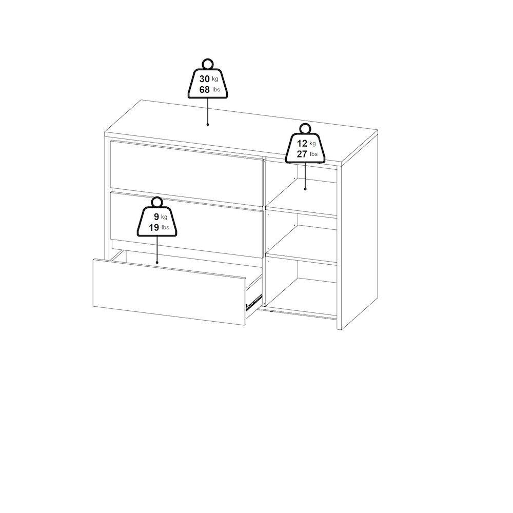 Angle. Tvilum - Next 46-inch Wide 3-Drawer and 1 Door Sideboard - White.
