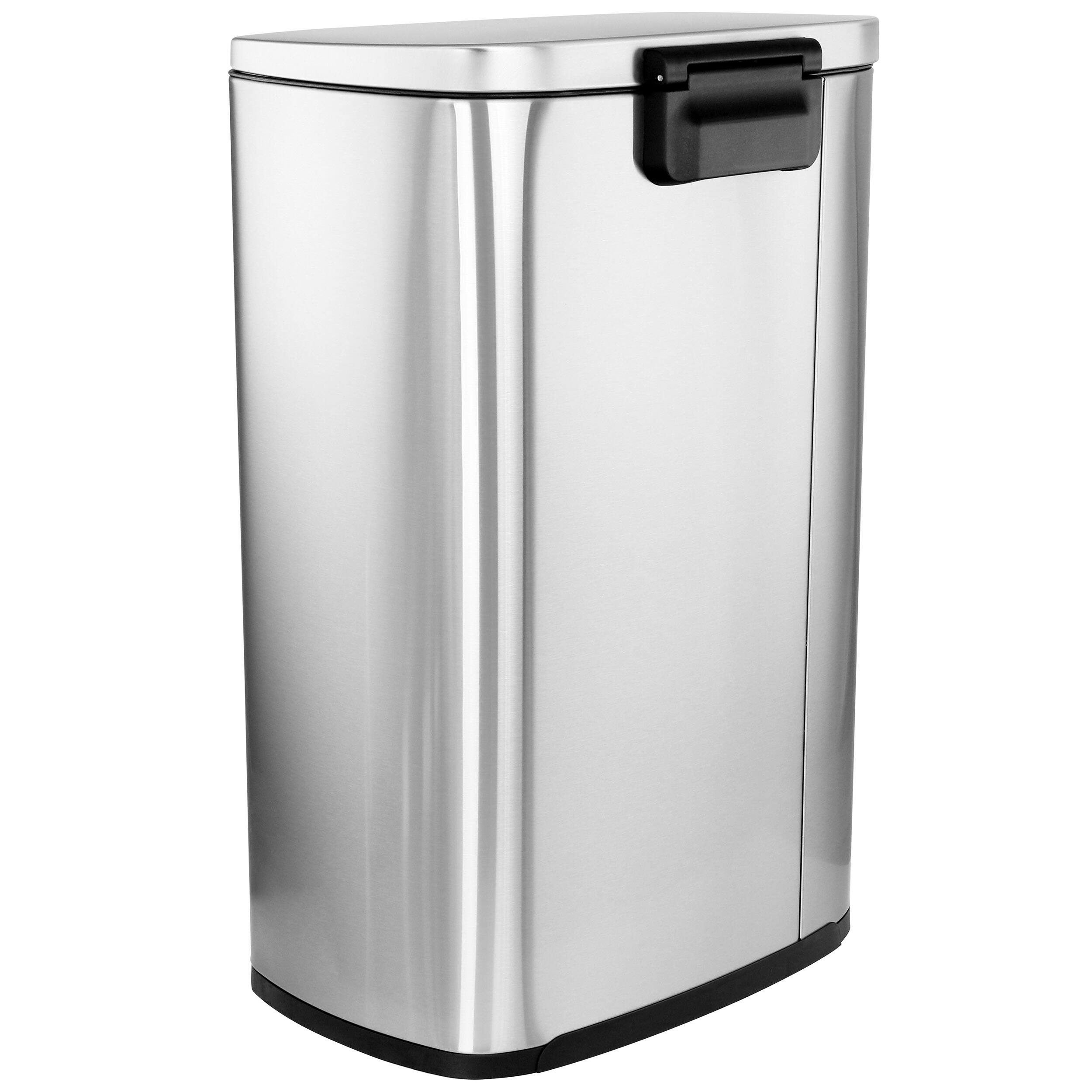 Alt View 3. Elama - Elama 3 Piece 13 Gallon and 1.3 Gallon Stainless Steel Step Trash Bin Combo Set with Slow Close Mechanism - Silver.