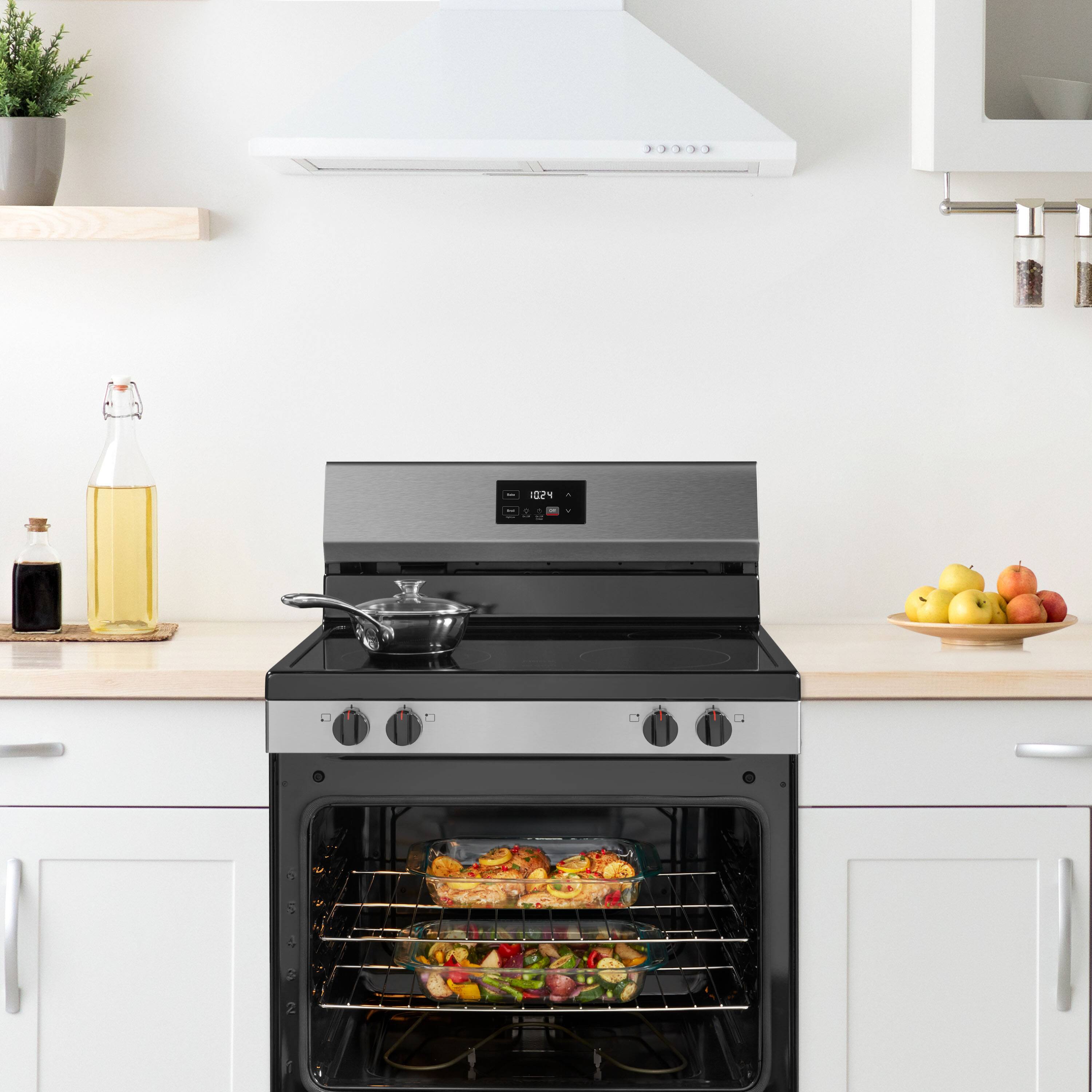 Alt View 1. Insignia™ - 5.3 Cu. Ft. Freestanding Electric Range with Dual-Size Burner and Storage Drawer - Stainless Steel.