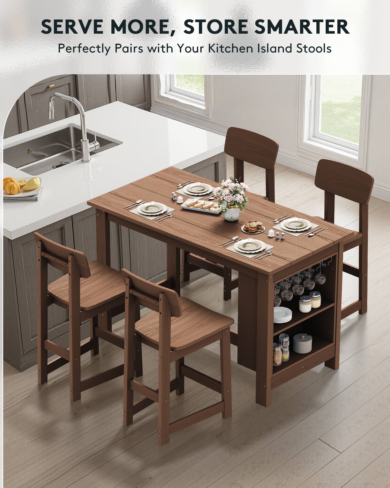 SERVE MORE, STORE SMARTER  
Perfectly Pairs with Your Kitchen Island Stools
