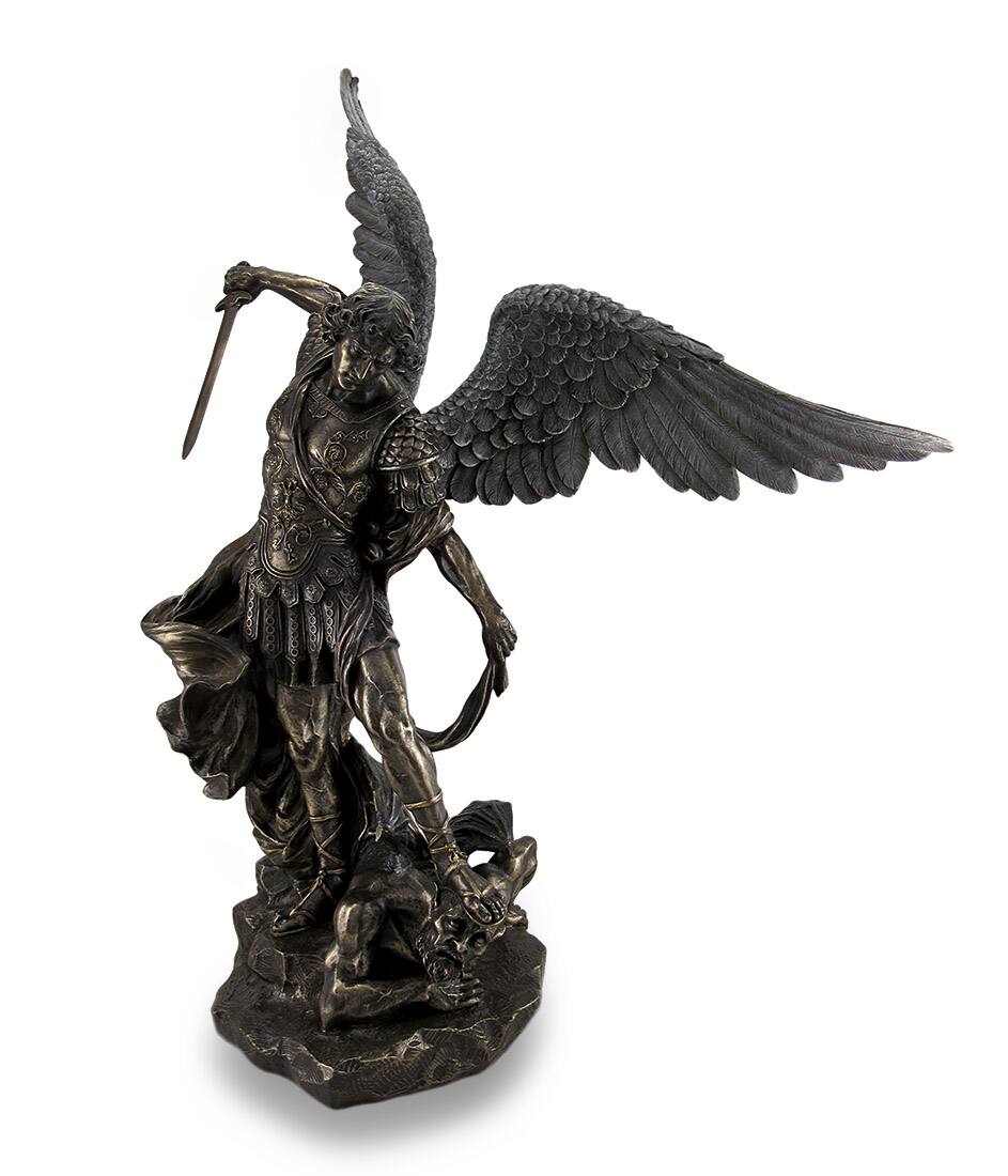 Alt View 1. Veronese Design - Saint Michael Slays Lucifer Bronzed Sculptured Statue 31 in. - Bronze.