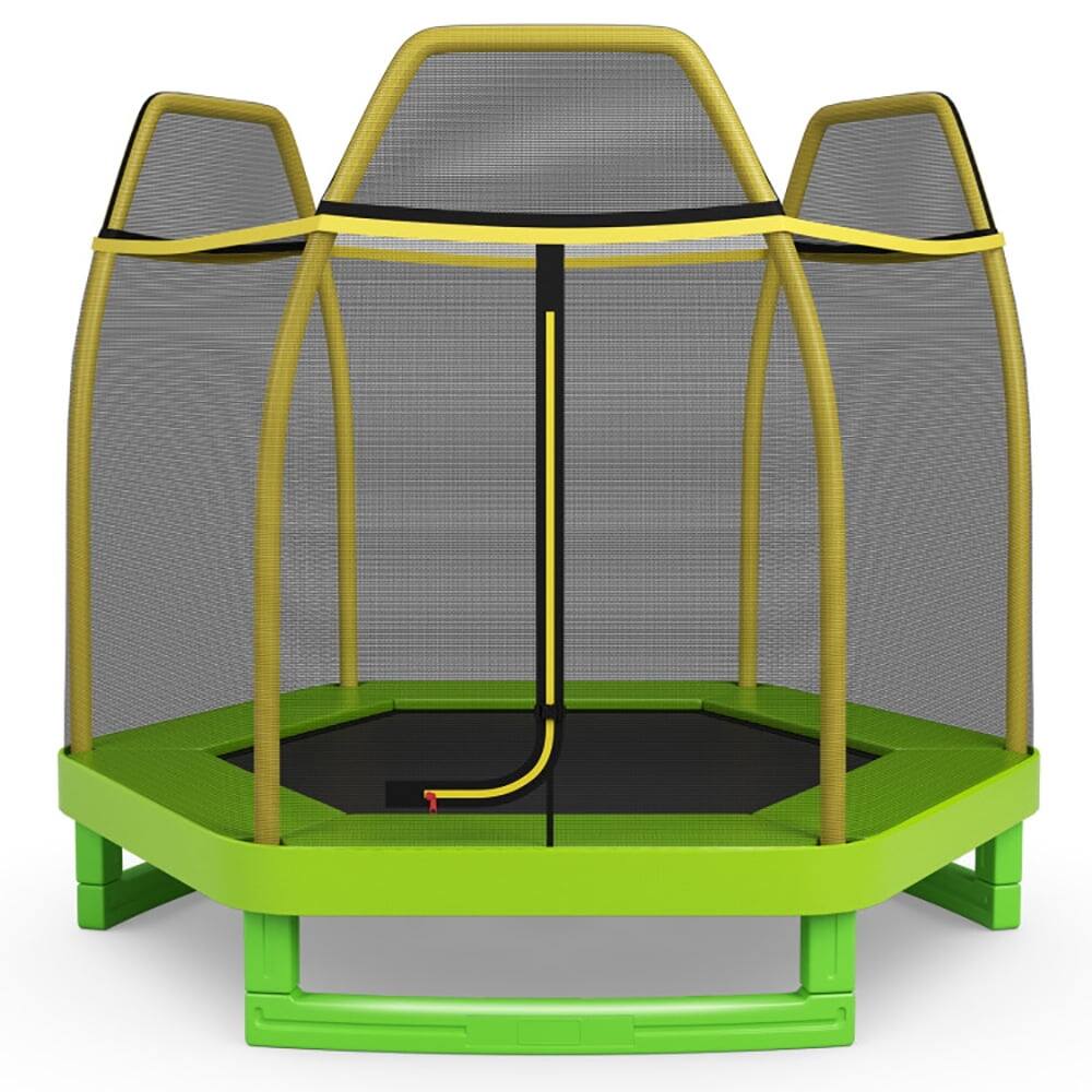 Alt View 1. Kadyn - 7 Feet Kids Recreational Bounce Jumper Trampoline-Green, Trampoline with Enclosure, Great Mini Trampoline.