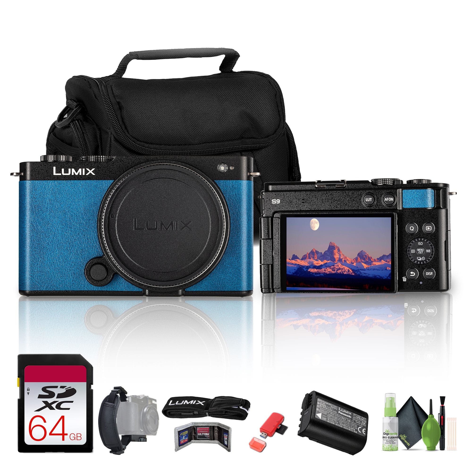 Panasonic - Lumix S9 Camera (Blue), 64GB Memory Card