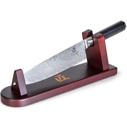 Front. Deco Chef - 8-inch Razor Sharp Japanese Chef Knife K500JP - Black|Silver.