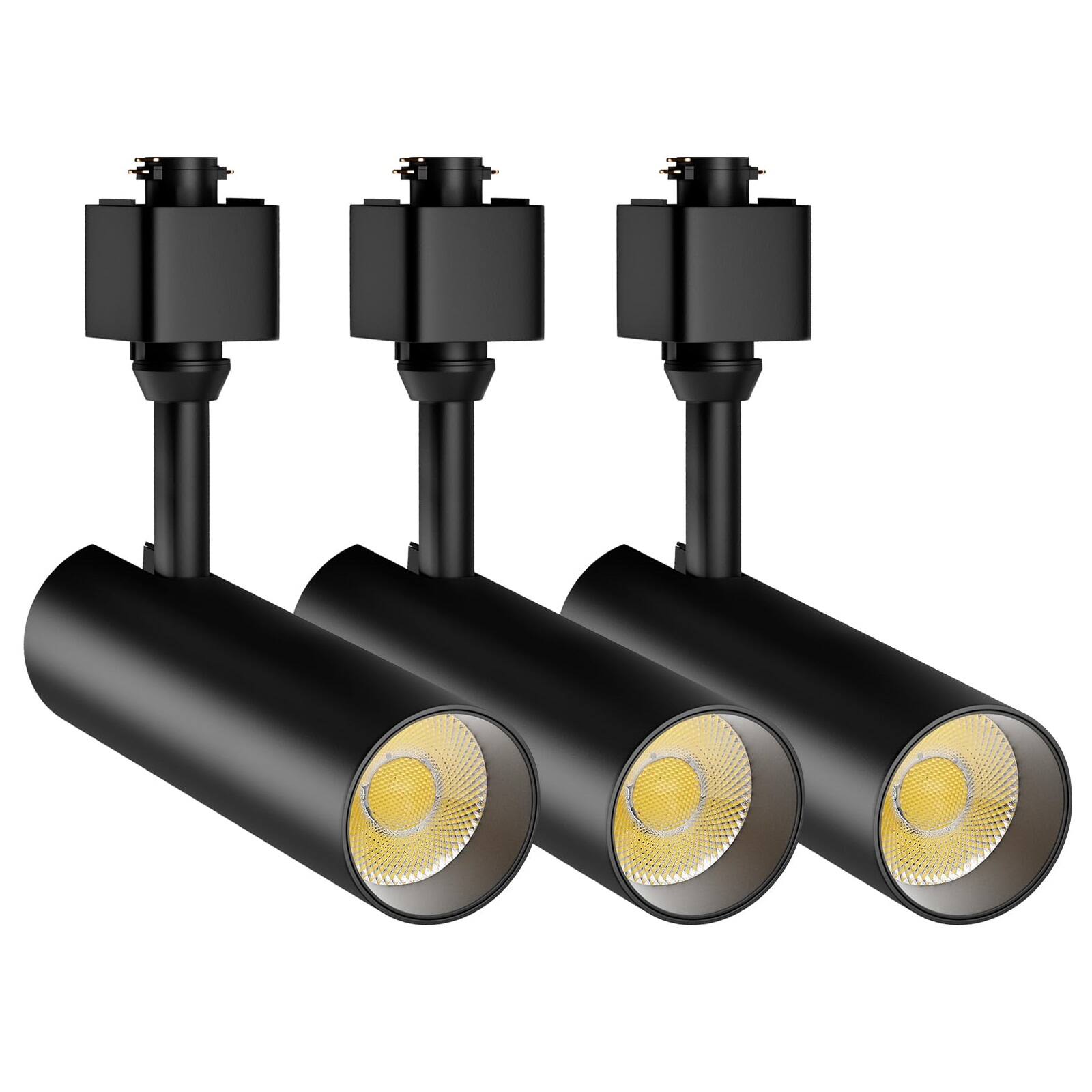 Front. Dazzed Corner - 3 Pack 10W LED Track Lighting Heads, Dimmable H-Type Track Fixtures - Black.