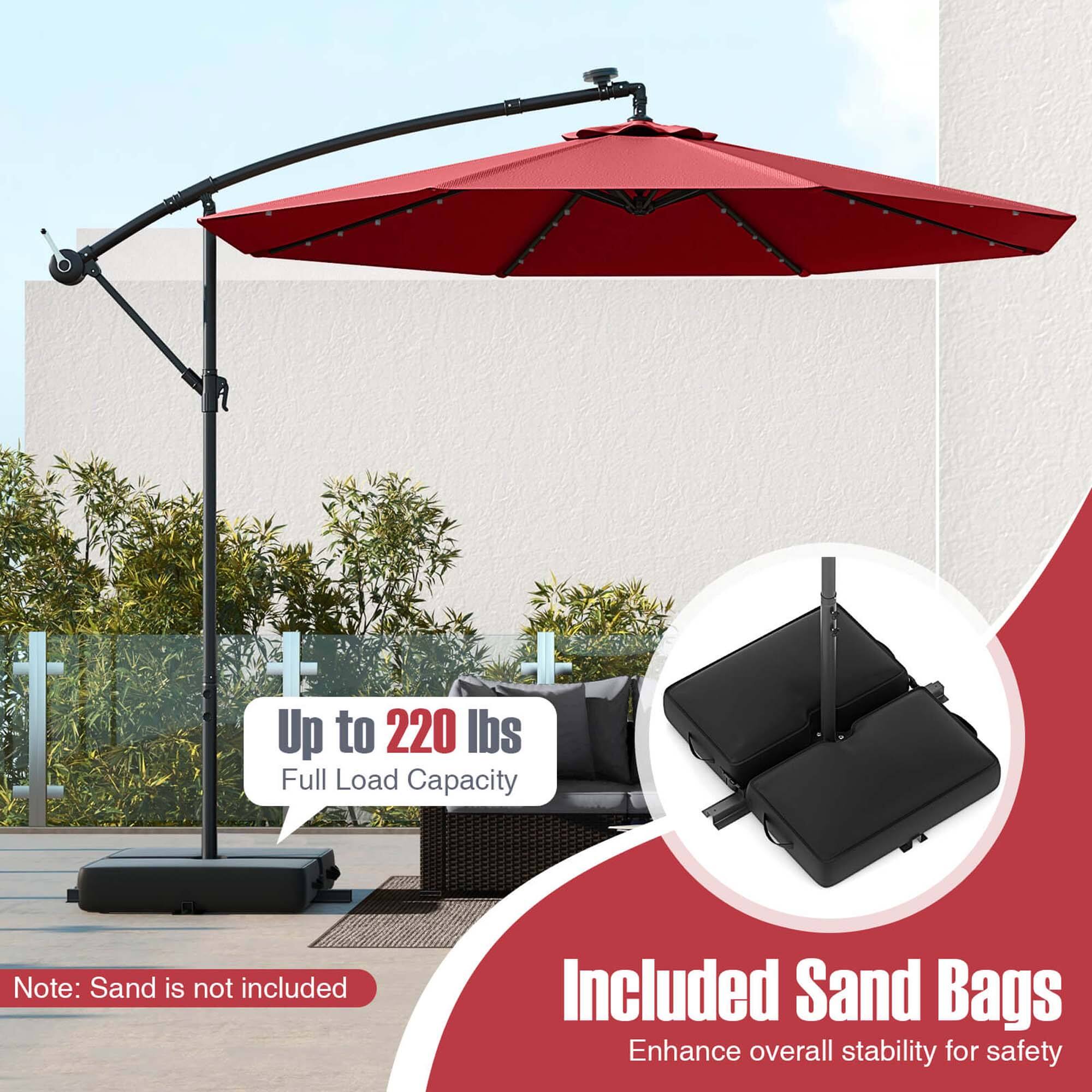 Up to 220 lbs Full Load Capacity Note: Sand is not included Included Sand Bags Enhance overall stability for safety