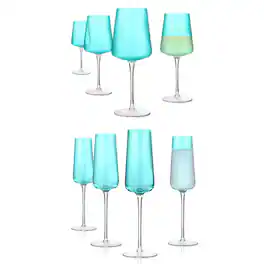 Artland - Soho Optic Champagne Flute & Goblet Set, 8-Piece - Turquoise