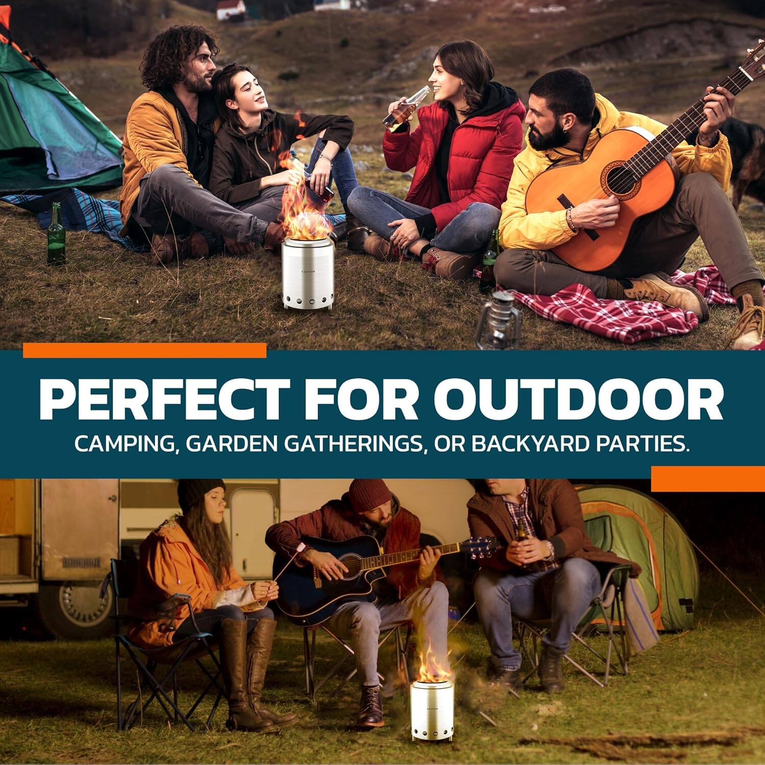 PERFECT FOR OUTDOOR
CAMPING, GARDEN GATHERINGS, OR BACKYARD PARTIES.