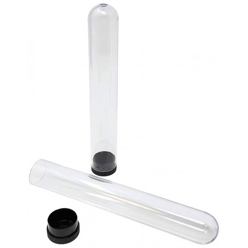 Left. Prestige - 25 Pack Acrylic Cigar Tube (Round Bottom) - None.
