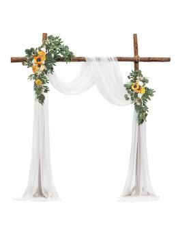VEVOR - Artificial Wedding Arch Flowers Kit, Yellow Wedding Arch Flowers with Drapes Kit (Pack of 3) - 2 Pcs Floral Arrangement - Brown;White;Green