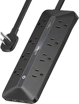 Anker - Flat Plug Power Strip - Black