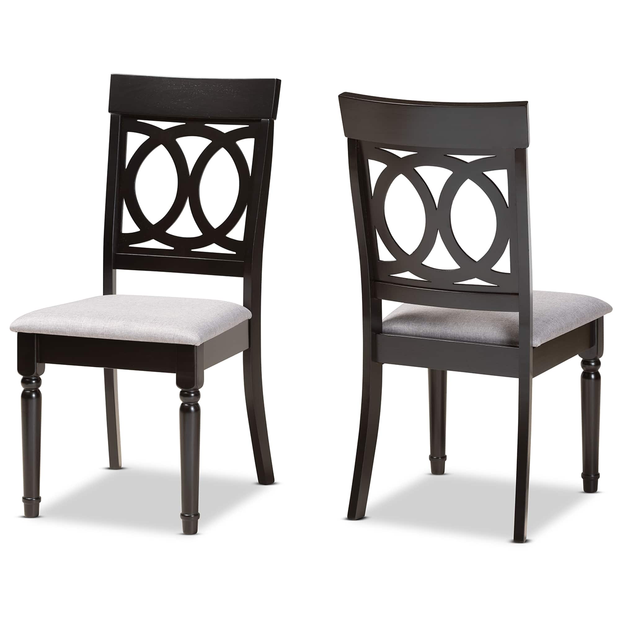 Baxton Studio - Lucie Modern Fabric Upholstered and Espresso Finished Wood 2-Piece Dining Chair Set - Grey/Dark Brown