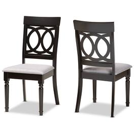 Baxton Studio - Lucie Modern Fabric Upholstered and Espresso Finished Wood 2-Piece Dining Chair Set - Grey/Dark Brown