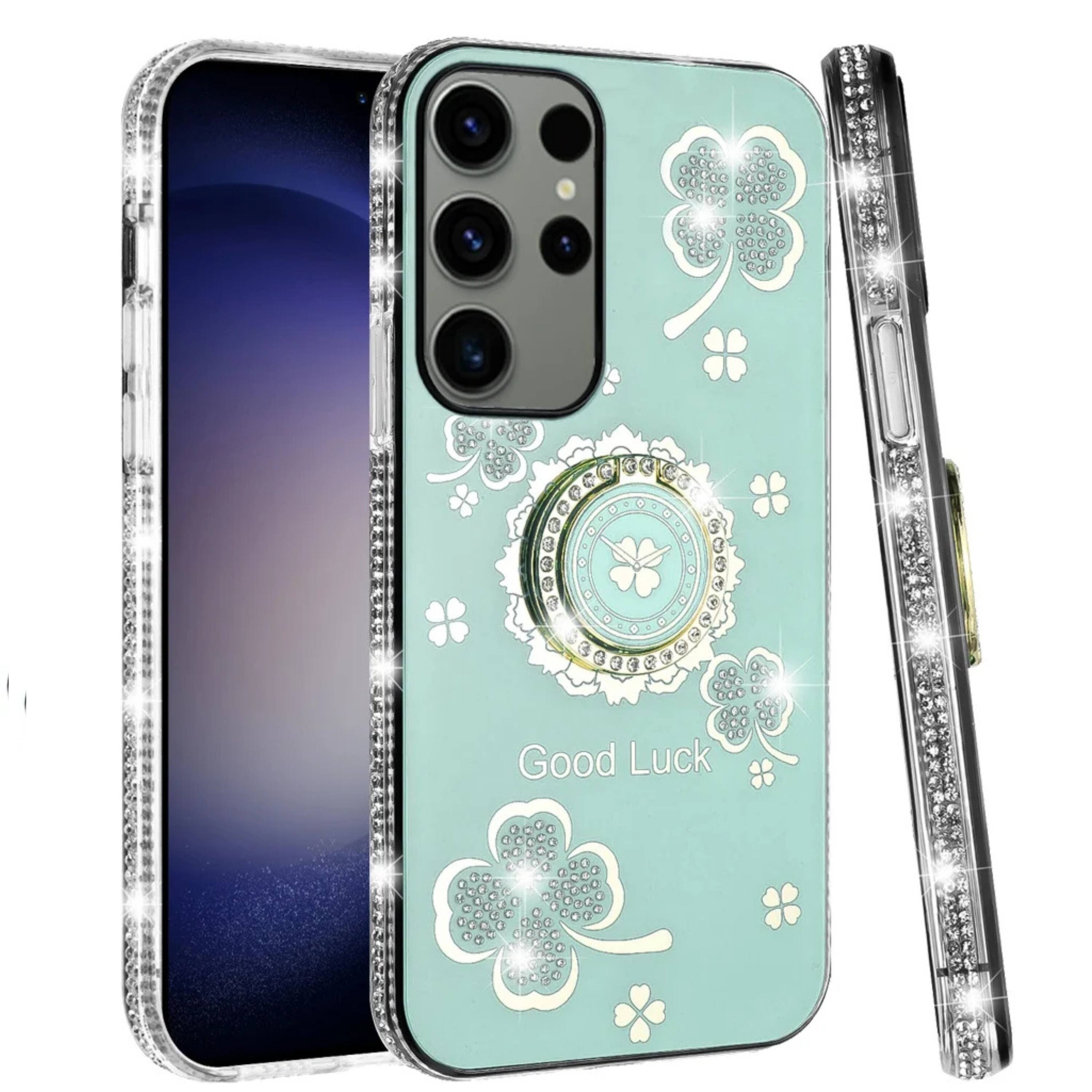 Kitcheniva Four Leaf Clover Crystal Bling Ring Stand Phone Case For ...