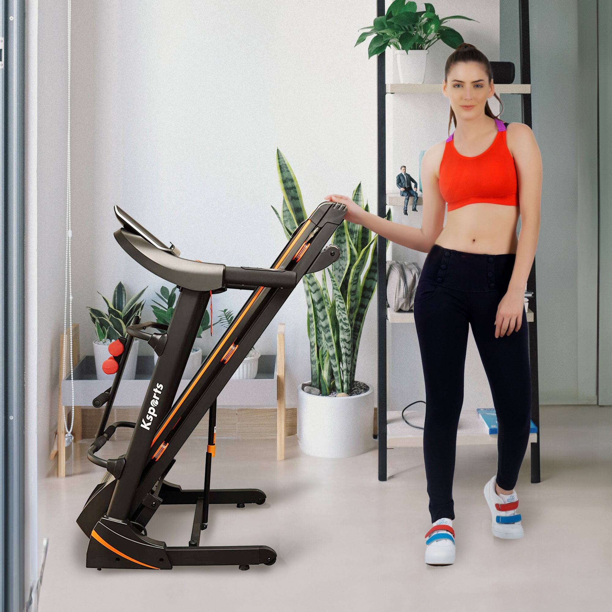 Alt View 7. Ksports - Ksports 16.5 In Wide Foldable Home Treadmill w/ Bluetooth & Fitness Tracking App - Black.