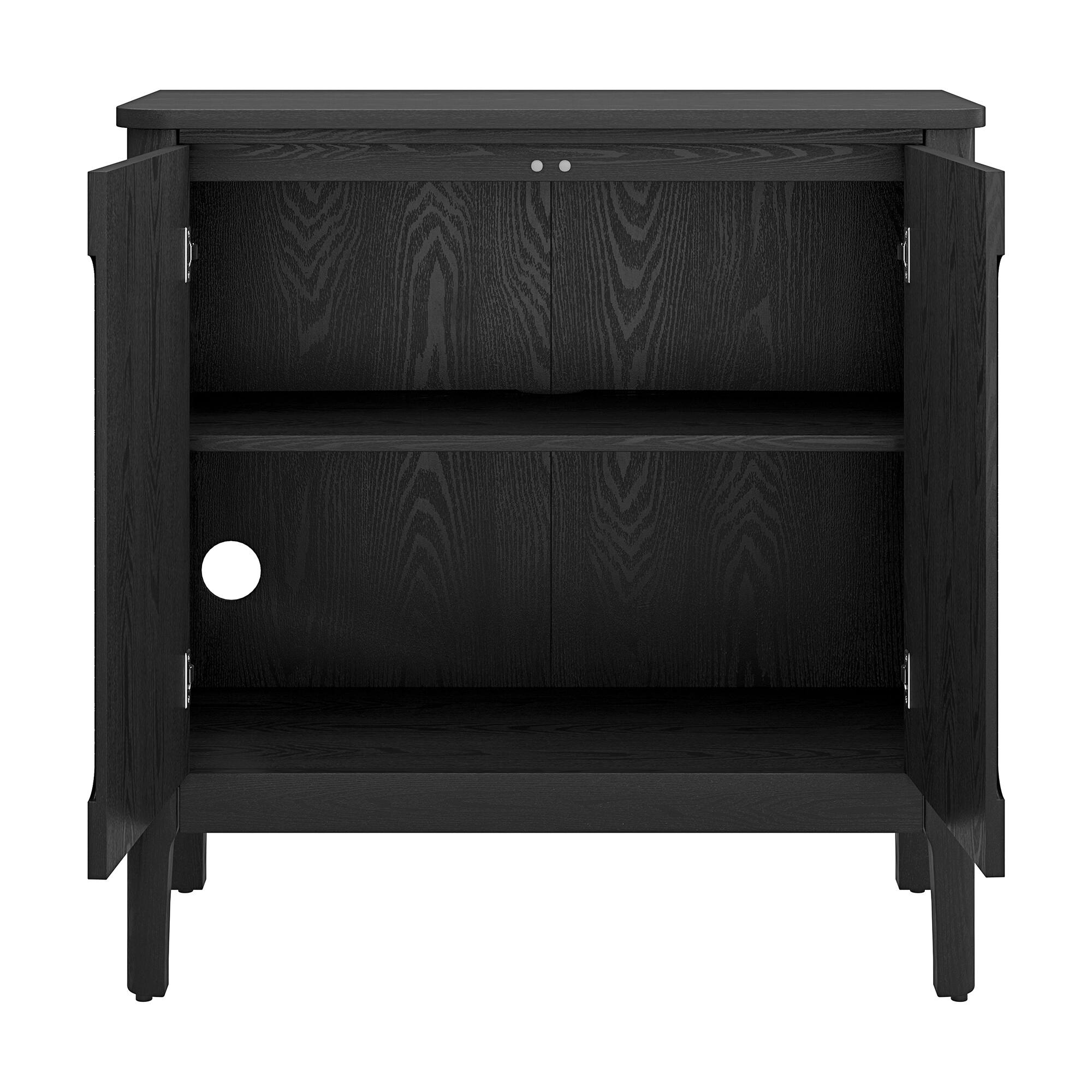 Back. Hudson&Canal - Manchester 32" Rectangular Solid Wood Accent Cabinet - Black.