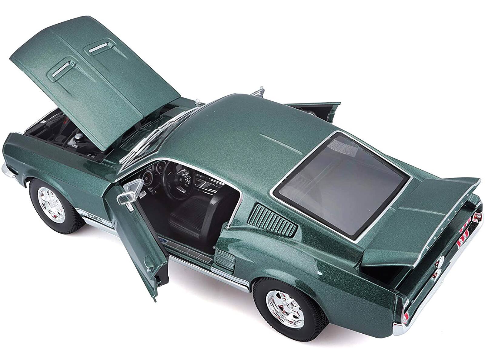 1967 Ford Mustang GTA Fastback Green Metallic with White Stripes 1