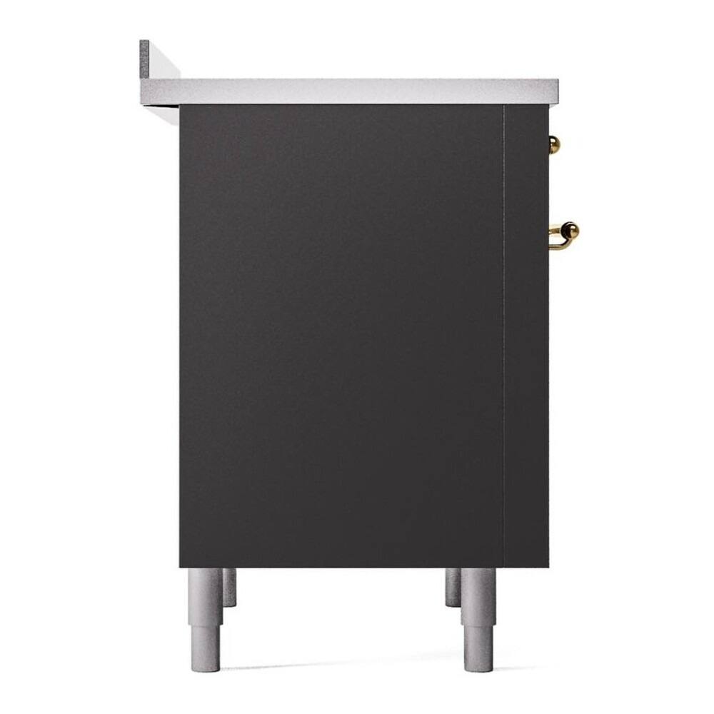 Alt View 5. ILVE - ILVE Nostalgie II 36 inch Induction Range with 6 Elements (Triple Glass Door, Graphite Matte, Brass) - Graphite Matte.