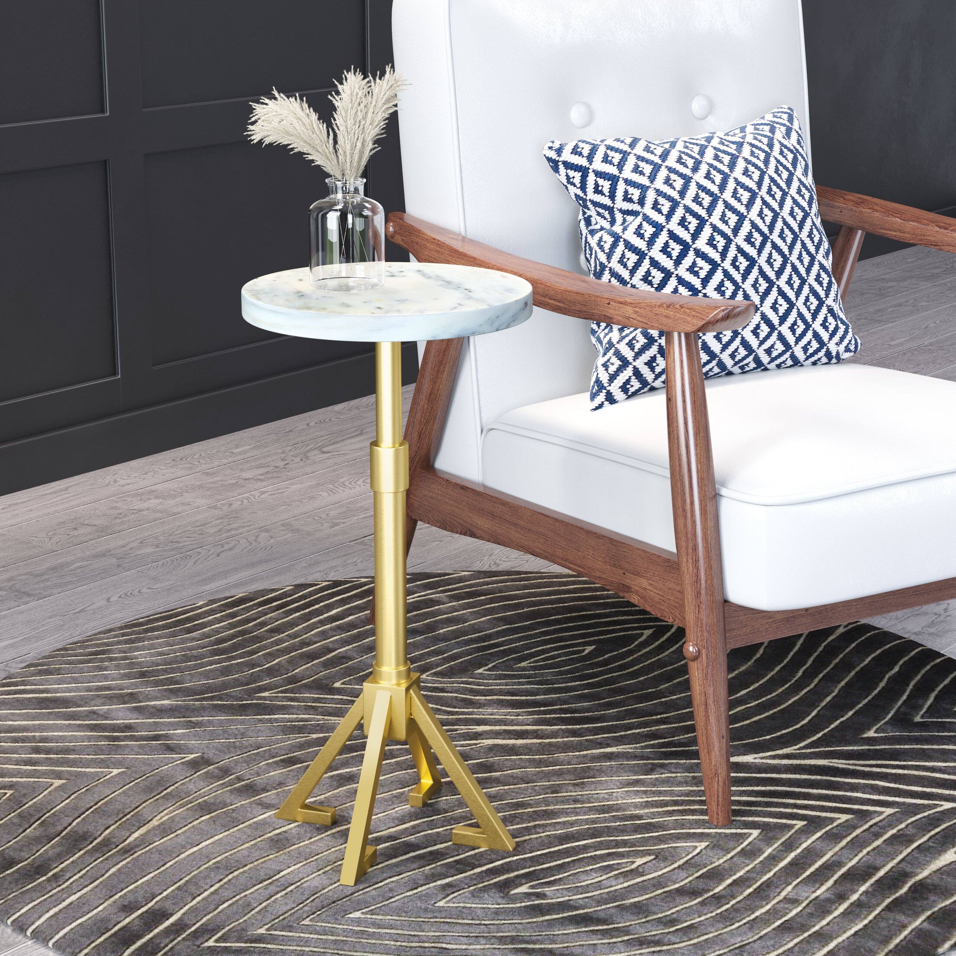 Angle. Hivvago - Maurice Side Table White & Gold - White & Gold.