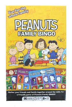 GRIEF: for the 0009 KAHHAHA WHAT? Fun family POL AAUGH! KLUNK! SCRUB SCRUB whole S E SCRUE BAM! BONK! THERE ni KNOCK BAM GRIEF BA 0009 CK PEANUTS CK BONK SCS FAMILY BINGO H! ASSI FUSSY 3 COULD 15 COOLD TREE KITE-EATINE n LA AVOIR IPP PUIS ONCH! i H PL Dish pper 2 mS Dear IS KNOCK ERAIT BUNK BONK ERASE BONK FRASE FA AMAREA EM AMAKE FAMILY NUTS BI PEANUTS BINGO 18 23 PEANUTS 48 23 48 23 20 26 16 41 43 19 33 3 43 24 7 25 26 Gather friends and family together around the table for your a friendly game of Peanuts Family BINGO! PLAYERS 30-60 YRS 2 18 JOUEURS MIN 8+ ANS