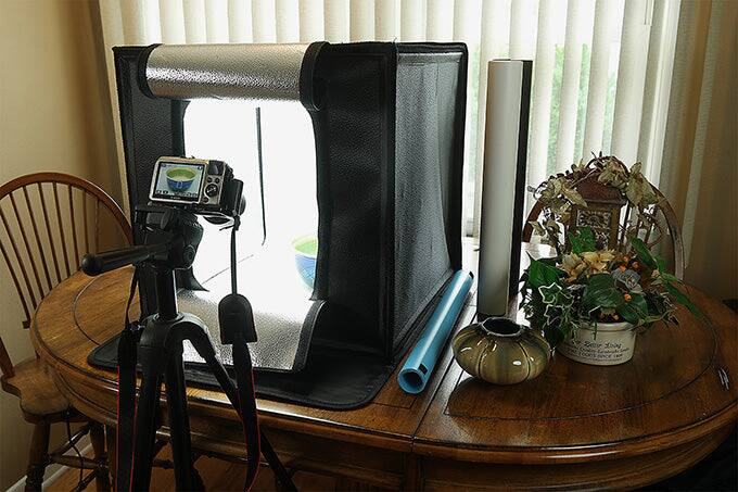 Back. Fotodiox - 16x16" Studio-in-a-Box LED for Table Top Photography - Integrated LED Lights; Carrying Case and Four Backdrops.