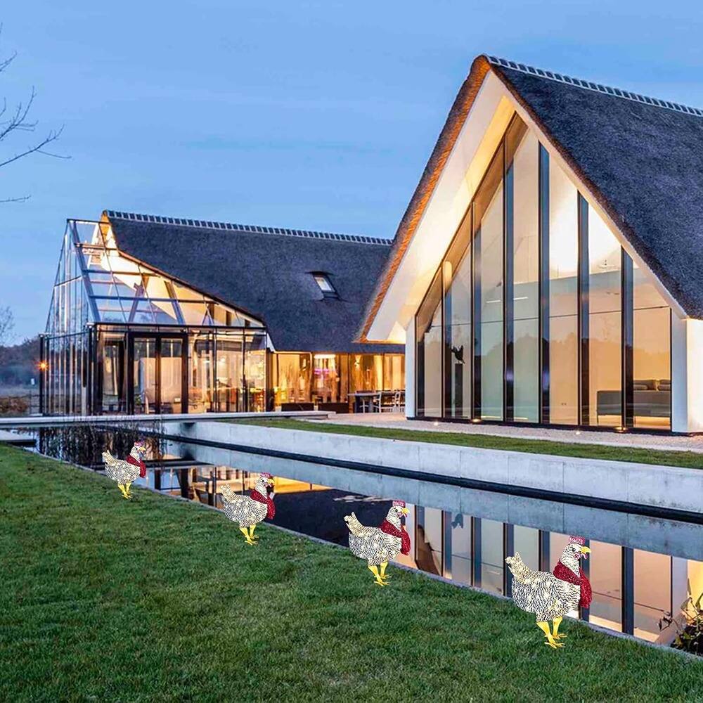 Alt View 1. Schertz - 2 PCS Medium Light-Up Chicken with Scarf, LED Christmas Yard Decoration - Red.