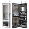 Front. Costway - LED Mirror Jewelry Cabinet Wall/Door Mounted 47" Armoire 3 Color Light Black - Black.