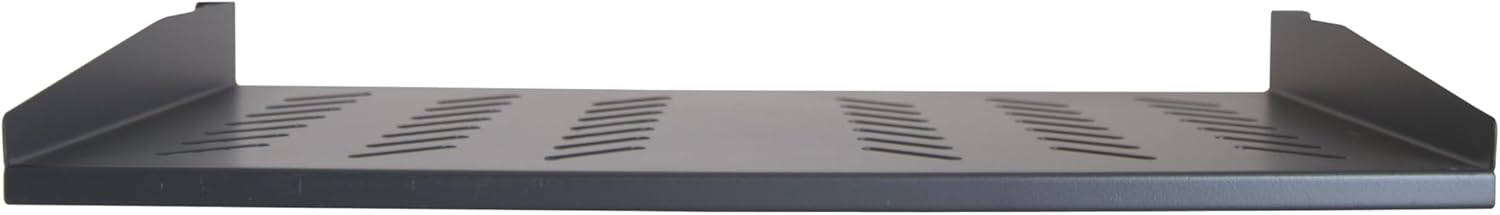 Left. Cables Direct Online - 1U 19" Vented Cantilever Server Rack Shelf - 10" (250mm) Deep Steel Tray, 11 lb Max Capacity - Black.