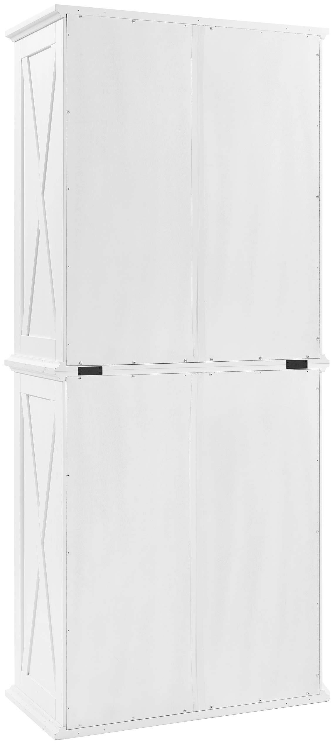 Back. Crosley Furniture - Clifton Tall Kitchen Storage Pantry - 2 Stackable Pantries - Distressed White.