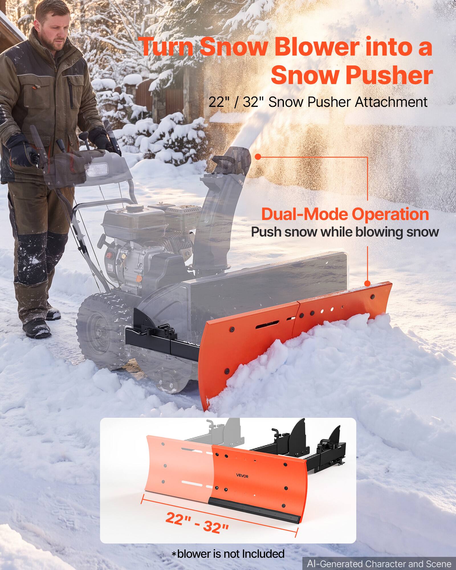 VEVOR Snow Plow Kit 22 to 32 in Width Adjustable Universal Plow ...