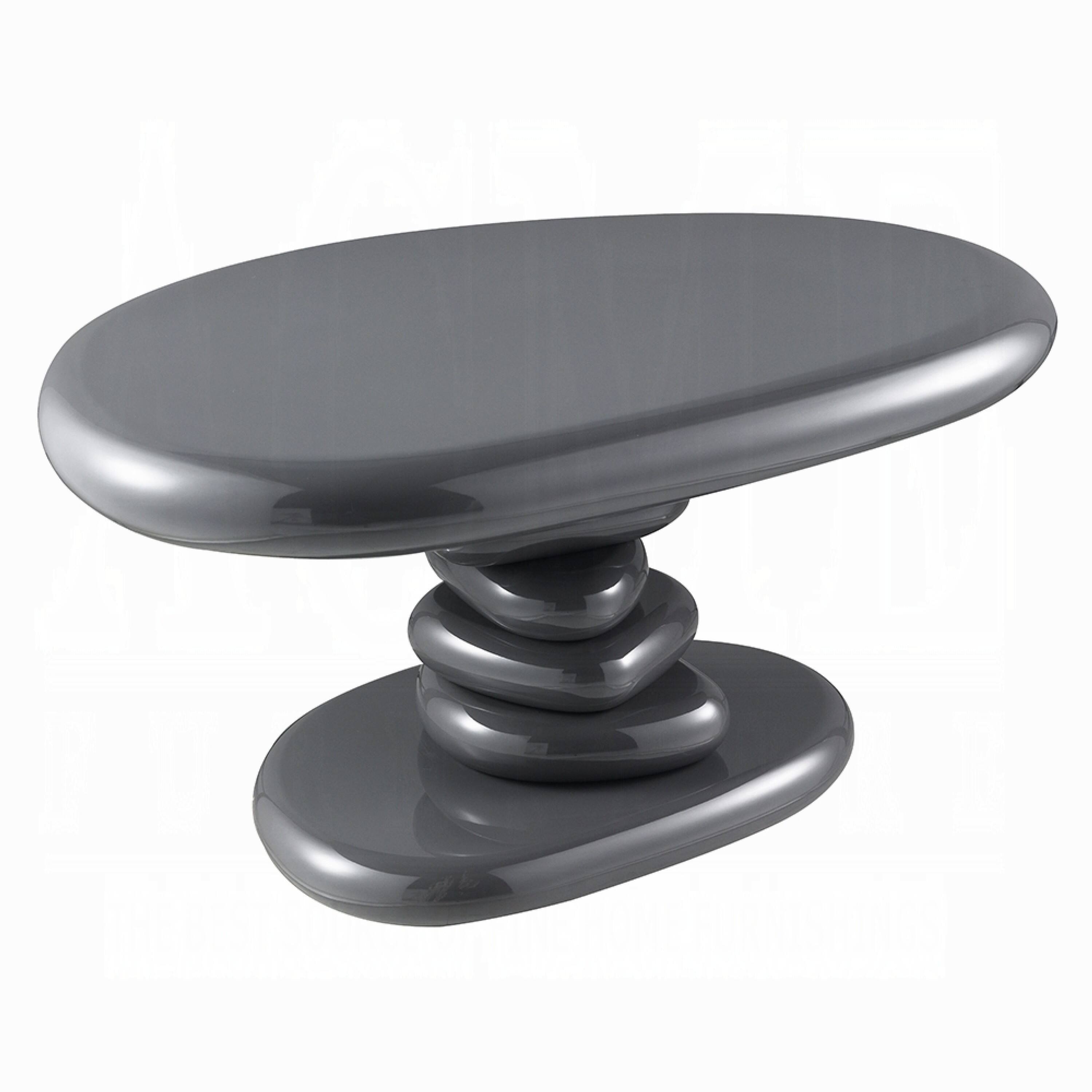 Front. Manhattan Lane - Fory End Table, 30 Inch Asymmetric Stacked Pebble Base, High Gloss Gray - Gray.