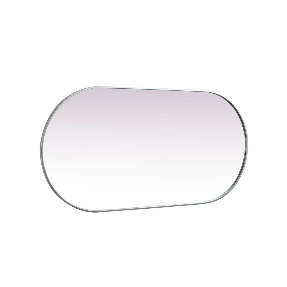 Left. Elegant Decor - Metal Frame Oval Mirror 30x60 Inch in Silver - Silver.