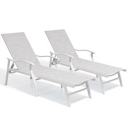 Crestlive Products - Outdoor Patio Aluminum Adjustable Chaise Lounge Chairs (Set of 2) with Arms - Multi-color