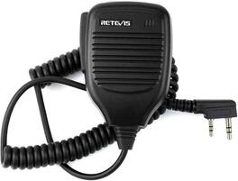 Retevis - Walkie Talkie Shoulder Speaker Microphone, 2 Pin,1 Pack | for RT22/RT68/H777/RT68H/RT22S, Compatible with BAOFEN - Black
