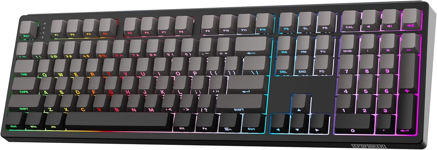 EPOMAKER - TH108 Full Size Wireless Mechanical Keyboard with 8000mAh Battery (Creamy Jade Switch) - Black