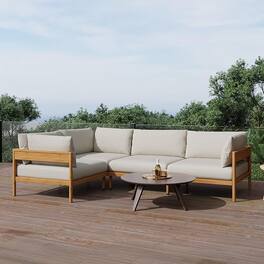Acanva - Vento Outdoor Patio Furniture Set, 4 Seats - Beige