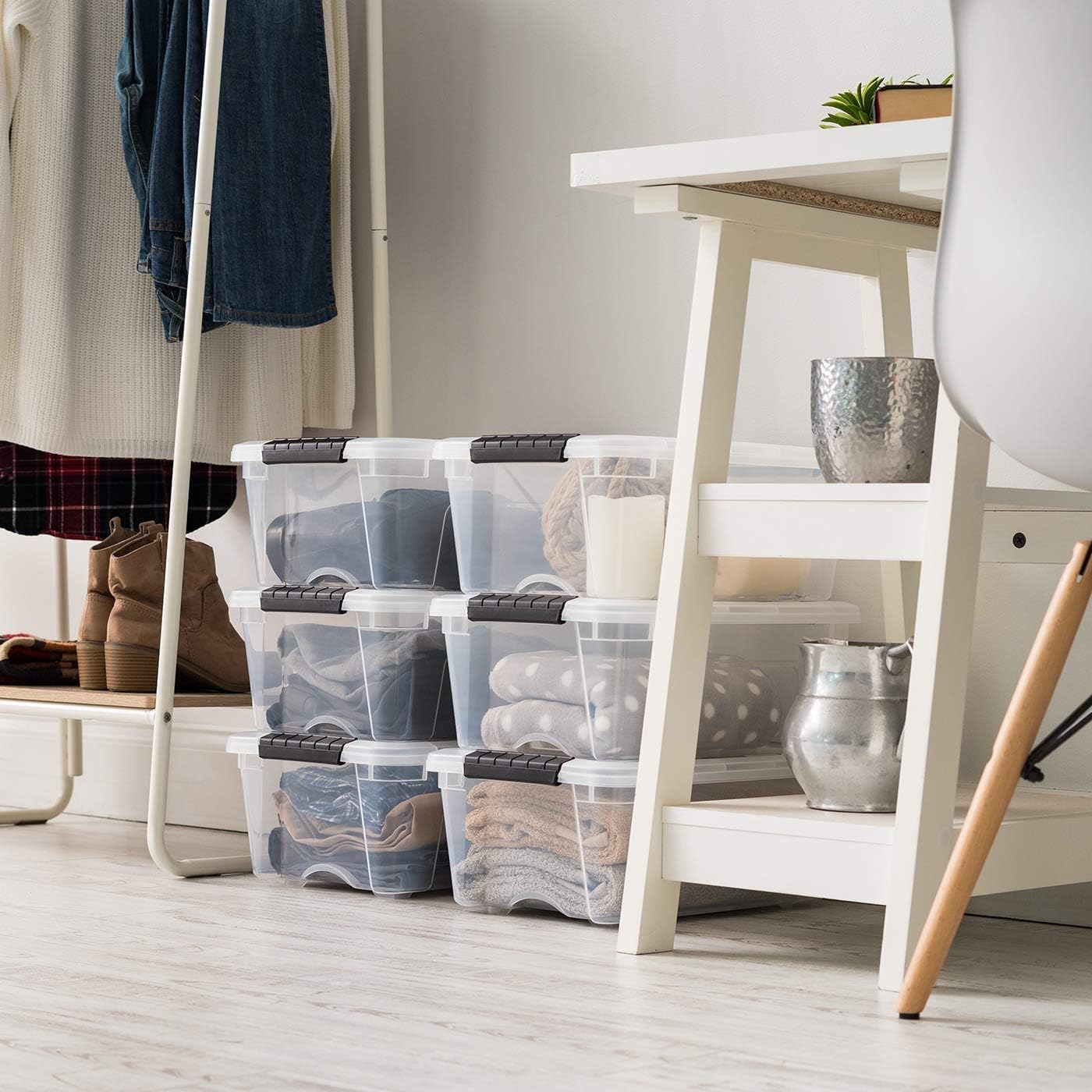 Alt View 3. HM 1810 - IRIS USA 13 QT Storage Box Lid Latches BPA Free See Through Organizing Solution Durable Nestable - Clear 13 Qt 4 Pack.