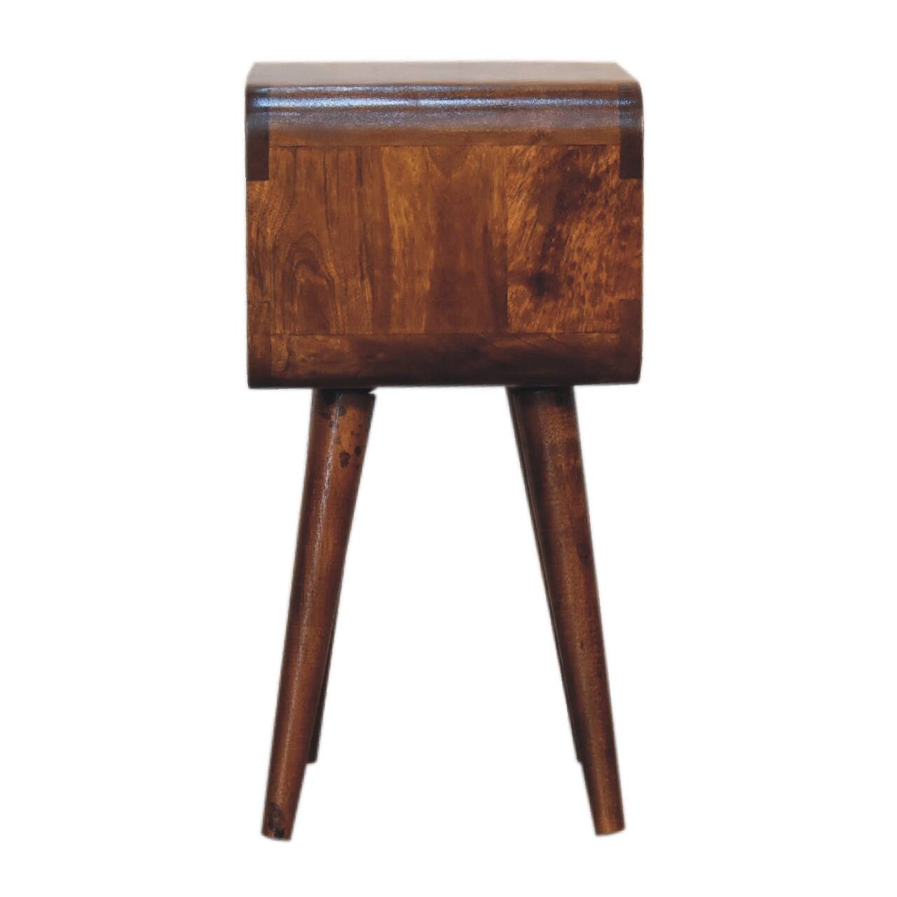 Alt View 4. Artisan Furniture - Artisan Furniture Solid Wood Mini Chestnut Curved Open Nightstand, Nordic Legs, Dark Brown - Chestnut.