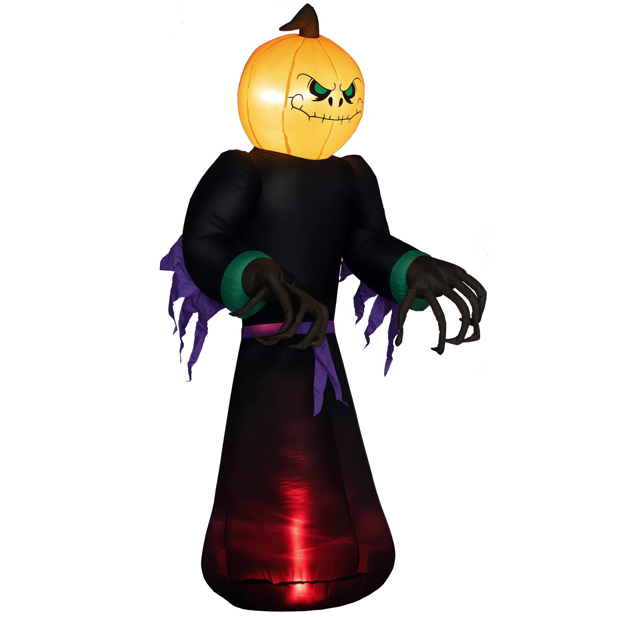 Front. Homcom - 7' Halloween Inflatable Outdoor Decoration Reaper Ghost Pumpkin, Blow Up LED Yard Decor for Garden, Lawn, Party, Holiday - black.