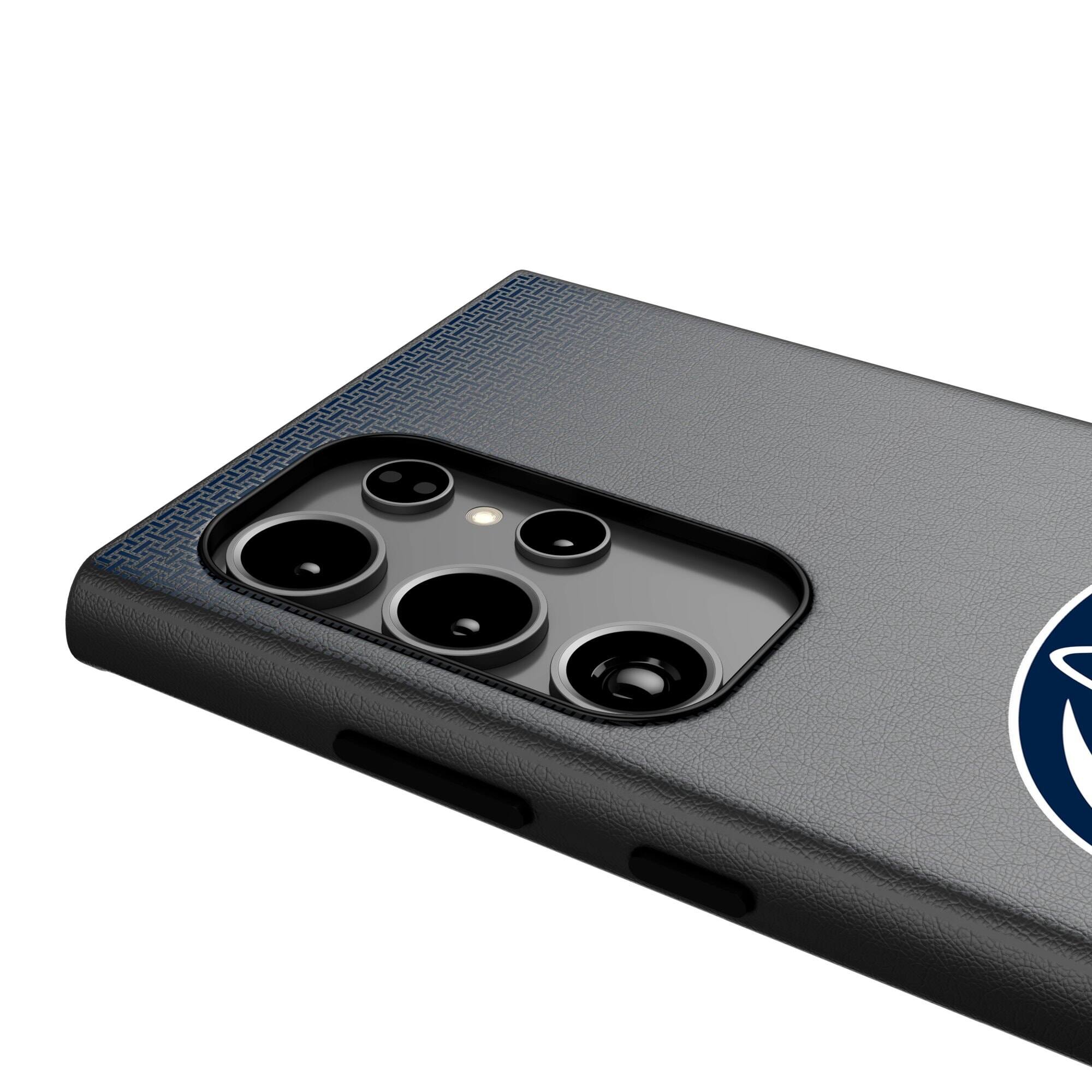 Alt View 3. Keyscaper - Penn State Nittany Lions Linen Galaxy Magnetic Bump Case - S24 Ultra - Black.
